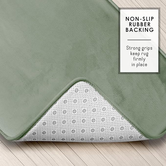 Clara Clark 2 Piece Bathroom Rug Set - Memory Foam, Bath Mat Set, Plush, Cozy, Ultra Soft, Non Slip, Machine Washable, Quick Dry - 24” x 17”+ 32” x 20” - Forest Green