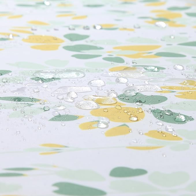 Fabric Floral Shower Curtain, 78 Inch Long Yellow and Sage Green Flower Waterproof Bathroom Shower Curtains, 72" W x 78" H