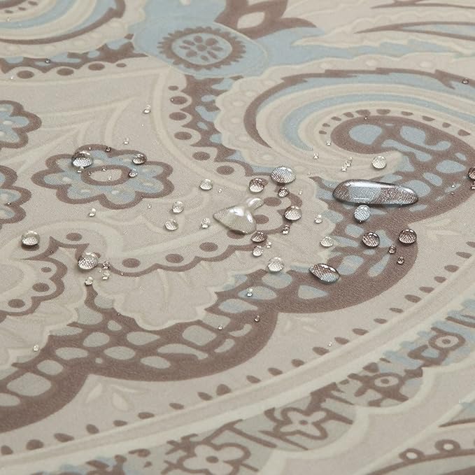 Fabric Shower Curtain, Blue and Tan Boho Paisley Print Shower Curtains for Bathroom, Waterproof Bathroom Curtains, 62" W x 72" H