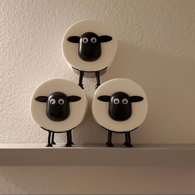 3-Pack Sheep Toilet Paper Roll Holder Set, OPP Packaging - Cute Bathroom Organizer with Adorable Design