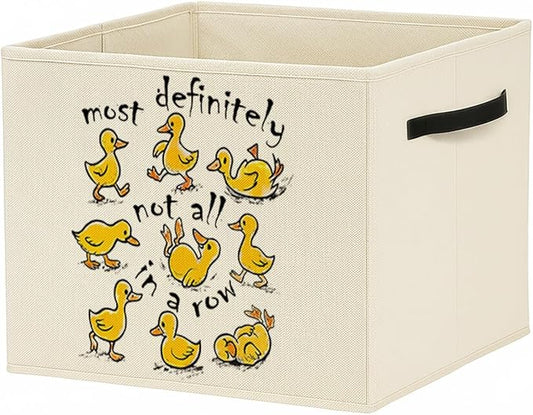 Funny Yellow Duck Storage Bin Box with Handles, Most Definitely Not All in a Row Foldable Baskets Organizer for Bedroom Bathroom Kids Room Clothes Toys Books, Toybox for Boys Girls