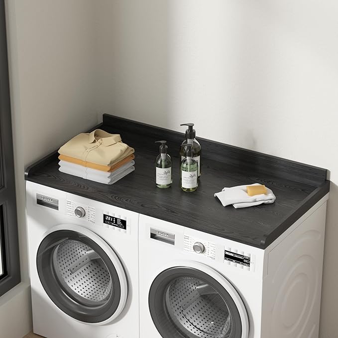 Washer Dryer Countertop, Washer Dryer Topper, Solid Wood Washers and Dryers Countertop, 54" Width x 27.5" Depth Laundry Countertop for Laundry Room Organization and Storage,Black