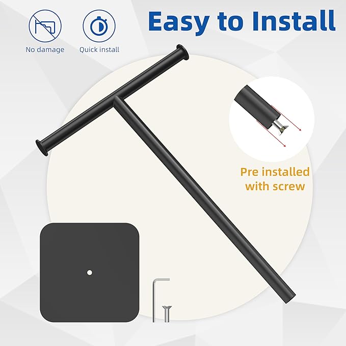 RUACQ Hand Towel Stand, 16" T-Shape Hand Towel Holder Stand for Bathroom, Kitchen and Countertop Towel Holder 304 Stainless Steel Hand Towel Rack with Weighted Base (Matte Black)