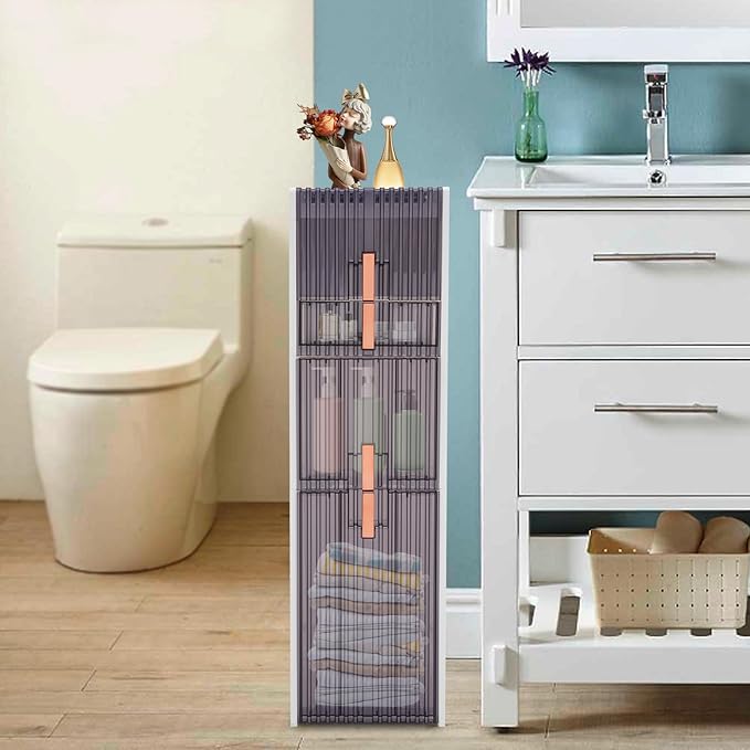 Bathroom Floor Cabinet,Narrow Slim Storage Cabinet,Freestanding Tower Shelf Bookshelf,Standing Toilet Paper Holder and Storage Cabinet,for Living Room,Bathroom,Bedroom,Kitchen,Entryway