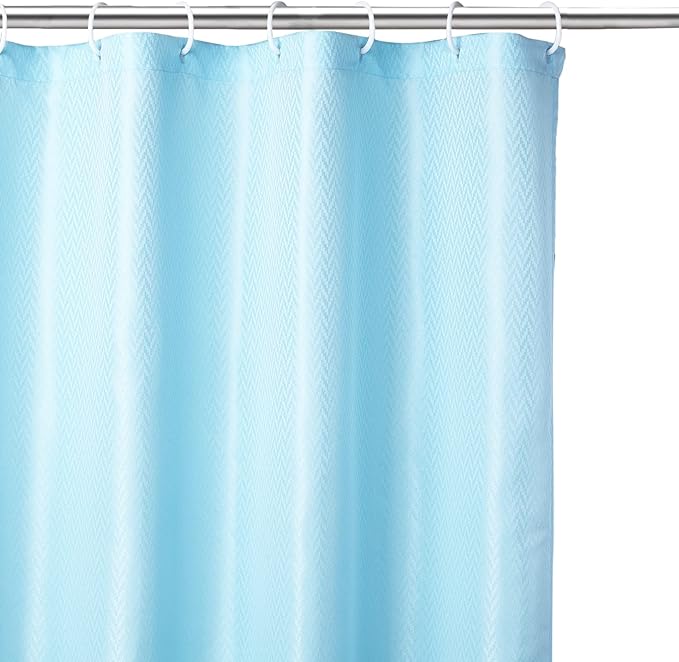 Encasa XO Luxury Jacquard Shower Curtain ZZ Light Blue 72x84 in | Rustproof, Wrinkle-Free, Water-Repellent & Machine Washable | Elegant Heavy Fabric for Bathroom Decor & Bathtub Use