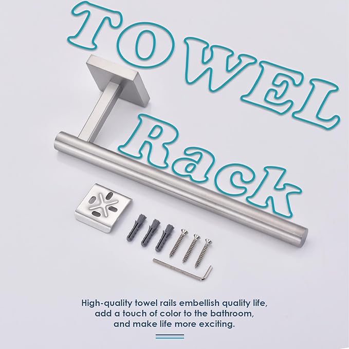 Brushed Nickel Hand Towel Holder,Thicken SUS 304 Stainless Steel Towel Bar Towel Ring for Bathroom, Modern Design Hand Towel Rack Towel Hanger Wall Mounted