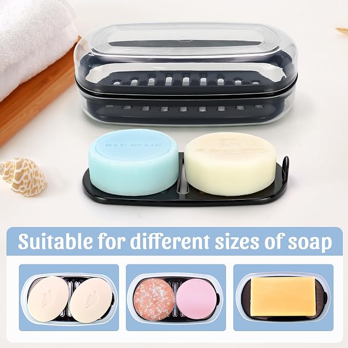 OZNER Clear Travel Soap Case Compatible with Kitsch - Leak-Proof Multi-Use Soap Holder with Draining Layer for Shampoo Bars, Gym, Travel & Camping（Transparent White,1 Pack）