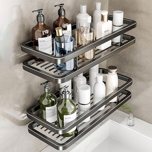 Detachable Carbon Steel Organizer, Large Capacity, Hanging Rustproof Shelf, for Bathroom, Kitchen, Living Room (Color : 7.8inch, Size : Gray Double)