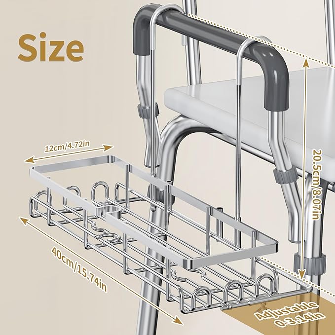 KEGII Hanging Shower Organizer - Shower Rack Hanging Rustproof, Shower Chair Caddy with Shower Head Holder for Post-Surgery Patient/Elderly User, Hanging Shower Basket on Bath Seat