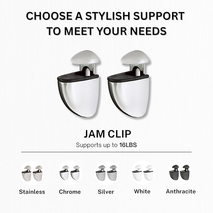 Glass Shelves - Tempered Safety Glass Shelves for Bathroom, Choose Over 20 Shelf Brackets and Multiple Shelf Sizes - Jam Style - 23.6 x 5.9 in - White Clip