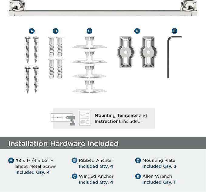 Amerock BH3609426 | Chrome Towel Bar | 24 in (610 mm) Towel Rack | Stature | Bathroom Towel Holder | Bathroom Hardware | Bath Accessories