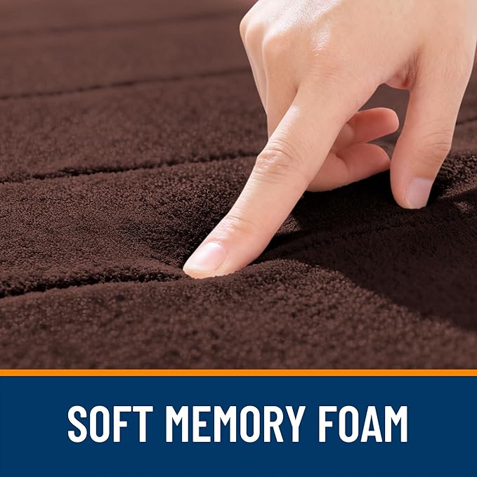 OLANLY Memory Foam Bath Mat 30x20, Super Soft Absorbent Bathroom Rugs, Quick Dry, Machine Washable Shower Floor Rugs, Bathmat Carpet, Bathroom Home Decor Accessories, Brown