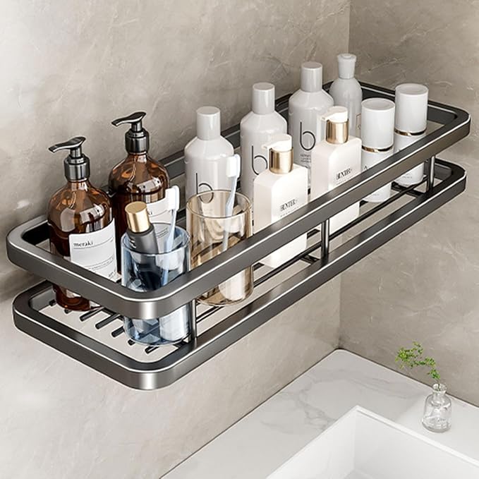 Detachable Carbon Steel Organizer, Large Capacity, Hanging Rustproof Shelf, for Bathroom, Kitchen, Living Room (Color : 13.7inch, Size : Gray Single)