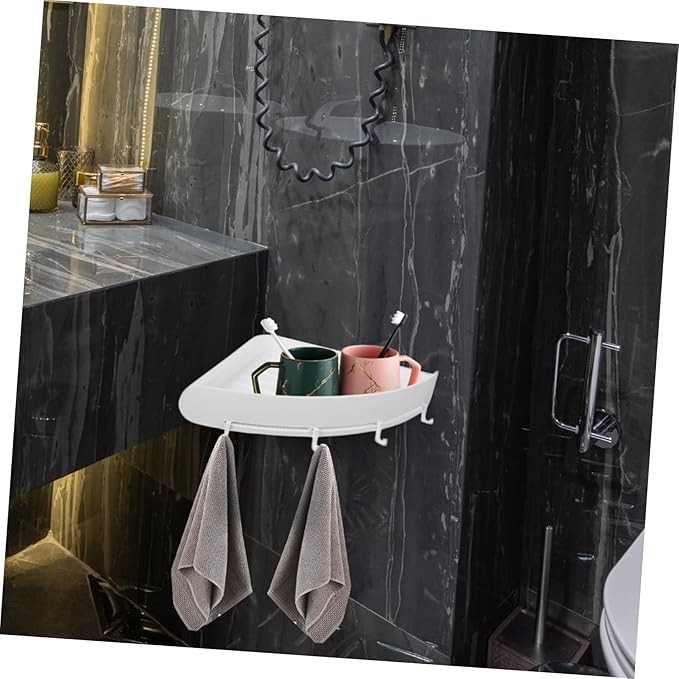 1Set Corner Storage Rack Punch Bathroom Organizer for Cosmetics Toiletries Material Versatile Wall Shelf for Bathroom Home Use