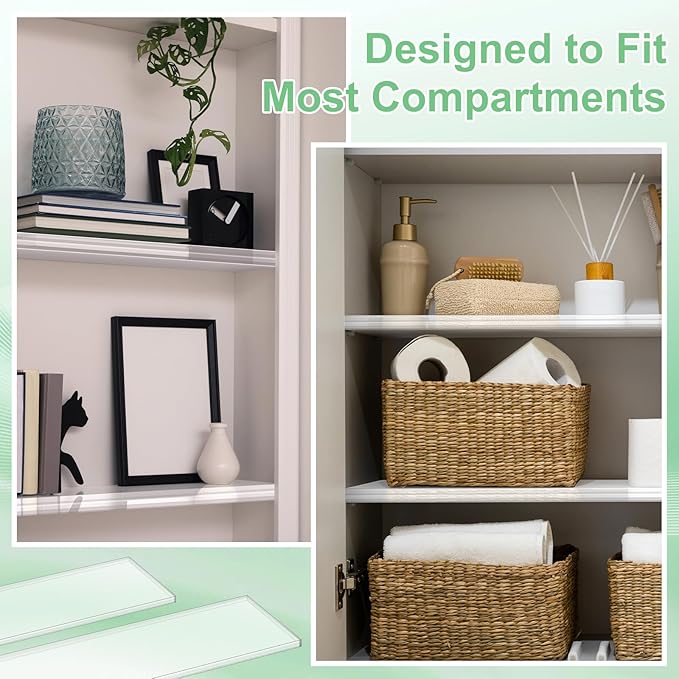 DERTE 4 Pack 13 Inch Medicine Cabinet Shelves 1/4 Inch Thick Acrylic Clear Medicine Replacement Shelf for Wall Mounted and Hanging Cabinets Kitchen Living Room Bathroom