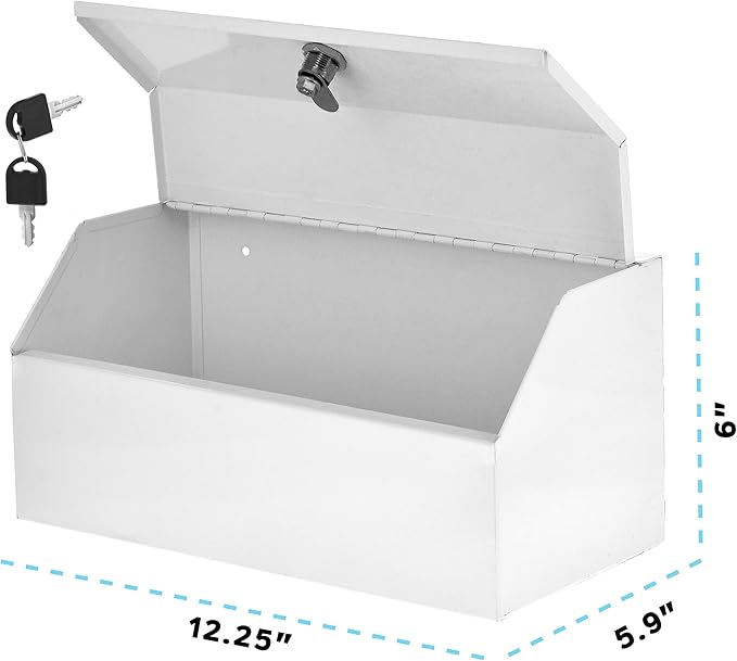 AdirMed Locking Medicine Box, First Aid Steel Lock Box for Medication, Small Wall Mounted Medicine Lock Box with Key, 6"D x 12.25"W x 5.9"H