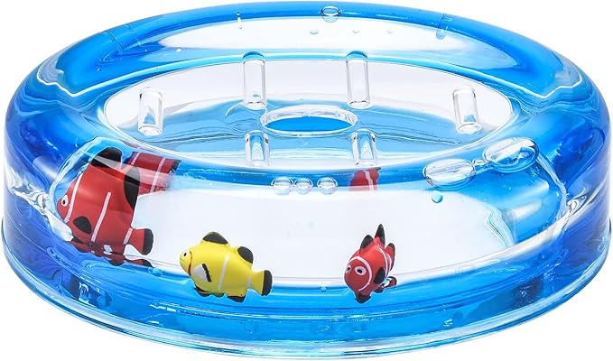 Locco Decor 5 Piece Acrylic Liquid 3D Floating Motion Bathroom Vanity Accessory Set Ocean Cartoon Animal Theme Nimo Fish Toothbrush Holder, Tumbler, Soap Dispenser, Soap Dish, Toiletbrush Holder Set