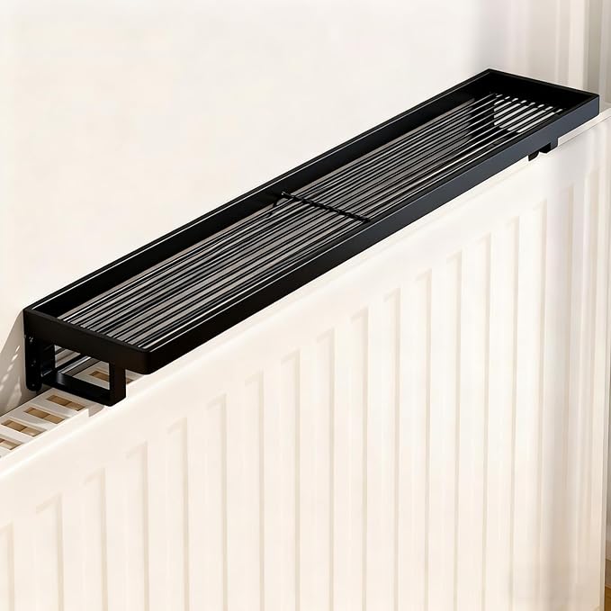 Iron Radiator Cover Shelf - Heat-Resistant No Drilling Storage Rack, Radiator Top Cover for Hotel Dorm Apartment Bedroom Living Room Bathroom Kitchen, Space-Saving Home Organization and Decorative She