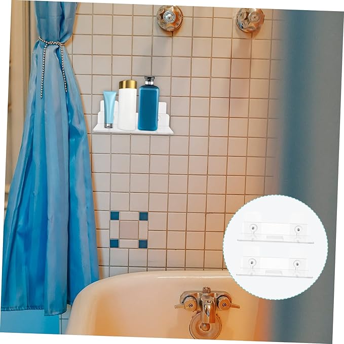 Tofficu 8pcs Wall-Mounted Acrylic Storage Shelves for Bathroom Kitchen Living Room Sundries Holders Easy Installation Minimalist Design