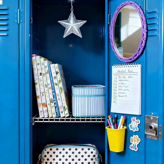 ARTLYMERS Magnetic Locker Mirror, Real Glass Small Mirrors for Lockers with Magnetic Backing, School Locker, Bathroom, Household Refrigerator, Locker Accessory or Office Cabinet (Purple)