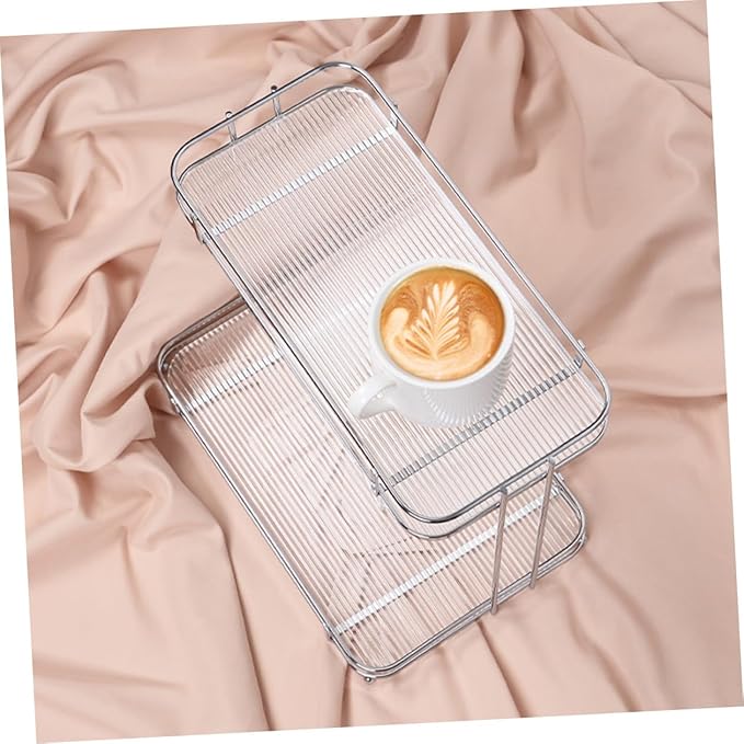 Garneck Acrylic Iron Corner Storage Shelf for Bathroom Countertop Organizer Toiletry Rack with Strong Load Capacity Transparent Striped Design for Cosmetics and Sundries Storage