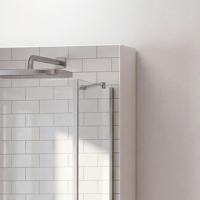 Panana Wall Mounted Bathroom Medicine Cabinet with Mirror, Single Mirrored Door, Adjustable Storage Shelves, Bathroom Wall Storage Organizer (White, 15.7x23.6 inch)