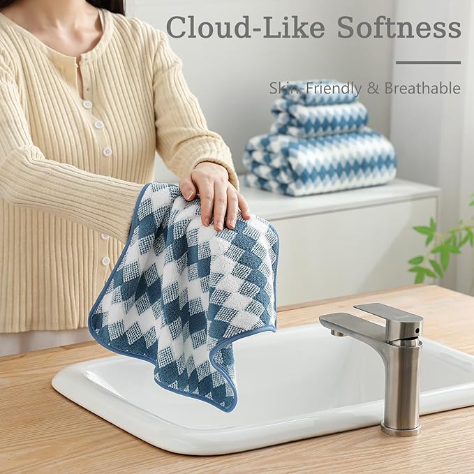 8 Piece Bathroom Towel Set |2 Oversized Bath Towels,2 Hand Towels,4 Washcloths| 600GSM Soft Hotel Towel Set Large Bath Sheet for Bathroom,Highly Absorbent Quick Dry Bath Towel Collections,Blue