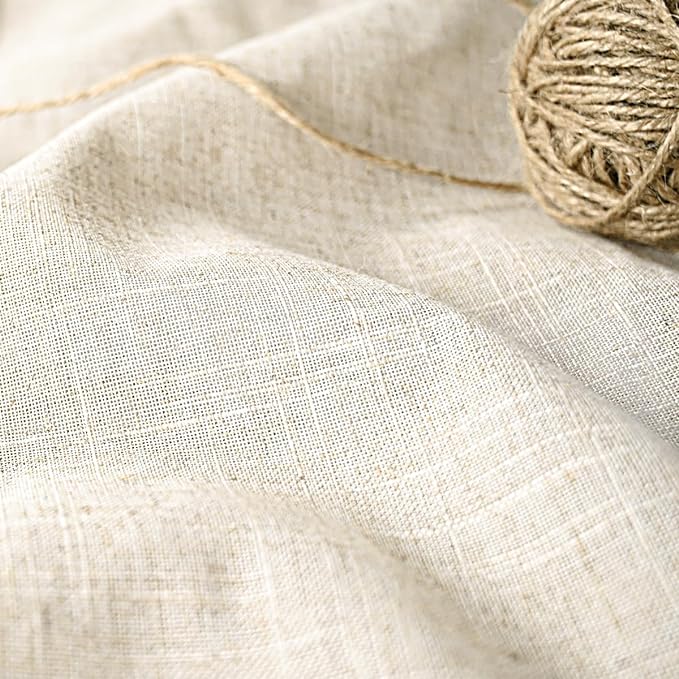 Farmhouse Shower Curtain,Beige and Brown Stripe,Button Curtain,Linen and Cotton Woven Fabric,Rustic Charm Country Chic Style,72x96 in