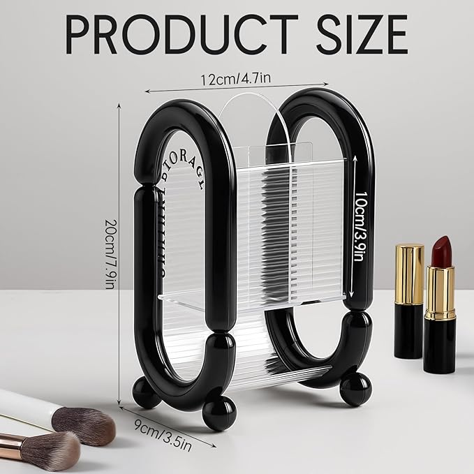 LemonRoad Makeup Brush Holder, Multi-Compartment Cosmetic Organizer Plastic Countertop Storage for Makeup Brushes, Powder Puffs, Eyeliners, Lip Glosses for Bathroom Vanity Bedroom Dresser(Black)