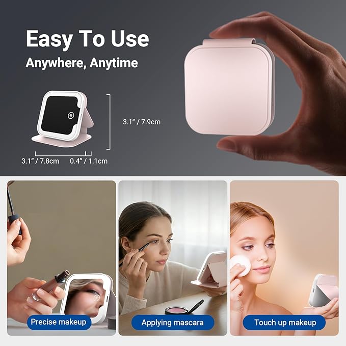 NEEWER Entry Level Version 9" Lighted Makeup Mirror with Touch LED Lights, Portable Foldable Travel Vanity Mirror, 1500mAh Rechargeable/3 CCT Modes/CRI90 for TikTok Beauty Bloggers Vloggers, N26