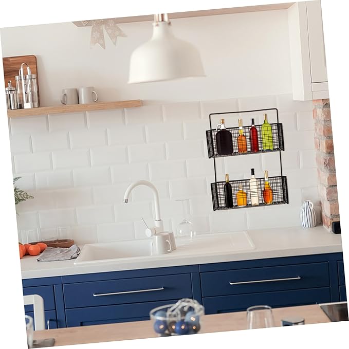 Wall-Mounted Dual Layer Storage Shelf for Bathroom Kitchen More Multi-Function Toilet Storage Rack Easy to Install Stylish Iron Design