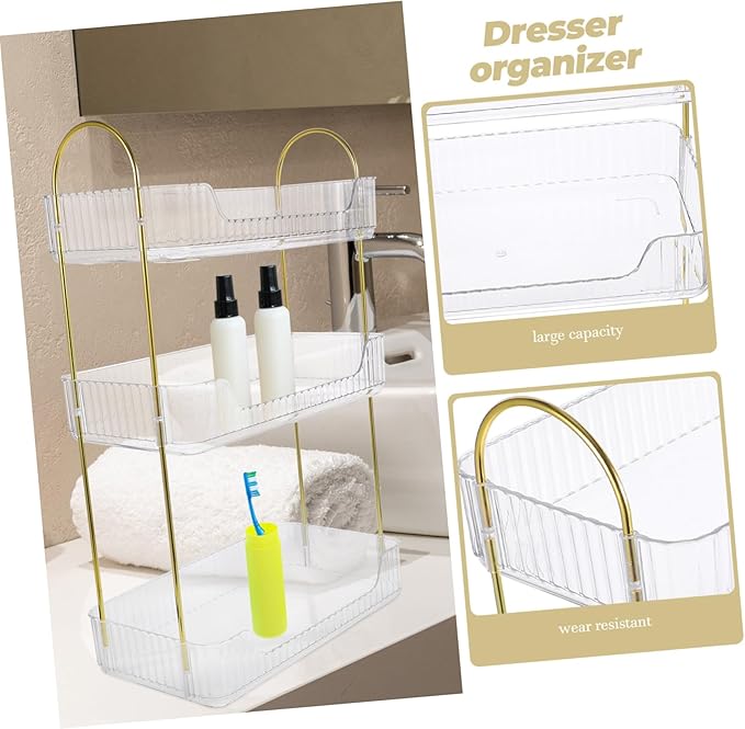 Hemobllo Bathroom Countertop Organizer Transparent Storage Rack for Cosmetics Multi Washroom Desktop Organizer Easy to Use Bathroom Shelf for Efficient Space Management