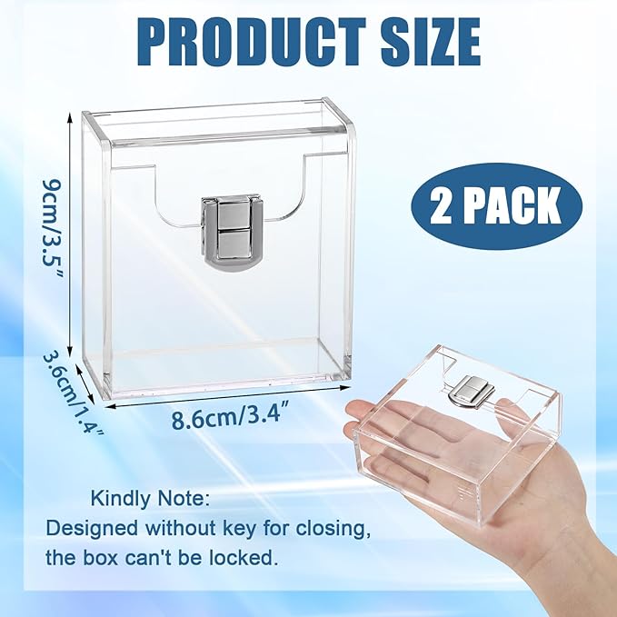 BTSKY 2 Pack Compact Lipstick Organizer with Silver Latch, Clear Acrylic Perfume Holder & Nail Polish Organizer, Small Q-Tips Holder Dispenser Vanity Cosmetic Organizers for Lipstick Travel Samples