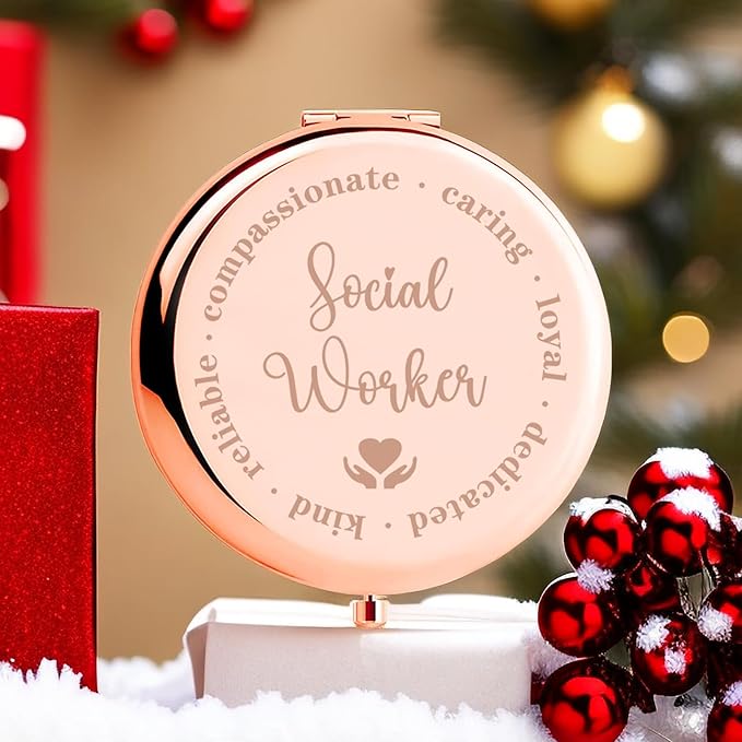 Social Worker Appreciation Gifts for Women, Social Work Month Volunteer Gift for BSW Compact Makeup Mirror