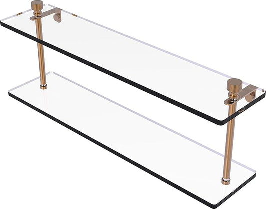 Allied Brass FT-2/22-BBR Foxtrot Collection 22 Inch Two Tiered Glass Shelf, Brushed Bronze