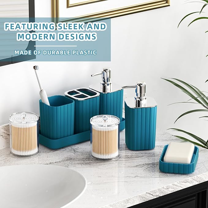 XLHOMO Bathroom Set - 28PC Gorgeous Teal Bathroom Set with Shower Curtain, Bathroom Accessory Set, Bathroom Sets with Shower Caddy