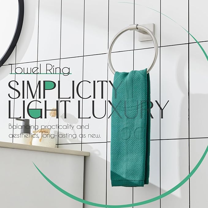 KOKOSIRI Bath Towel Holder Brushed Nickel Hand Towel Ring Bathroom Accessories Shower Towel Rack Stainless Steel Wall Mount, B3010BR