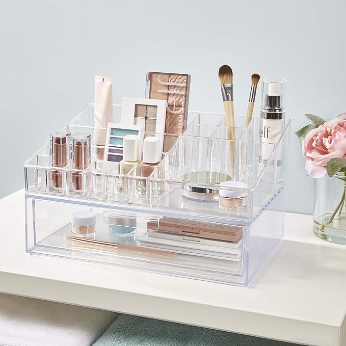 STORi Audrey Makeup Organizer & Drawer Bundle, Holder for Makeup Brushes, Palettes, & Beauty Supplies, Made in USA