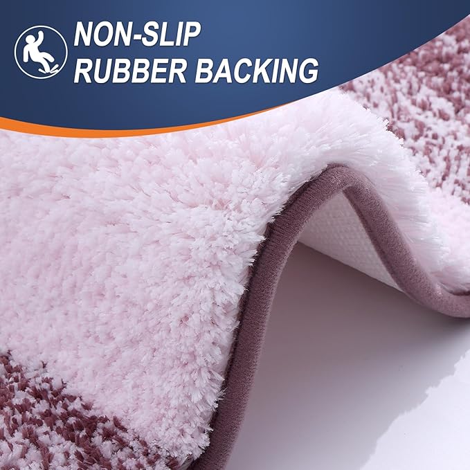 OLANLY Bathroom Runner Rugs 40x24, Extra Soft Absorbent Microfiber Bath Rugs, Rubber Backing, Quick Dry, Machine Washable Bath Mats for Bathroom Floor, Tub and Shower, Home Decor Accessories, Mauve