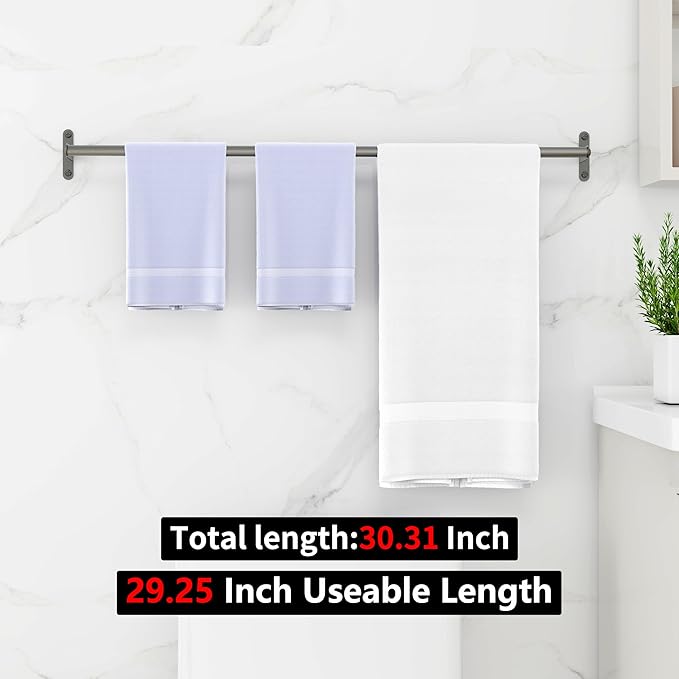 Towel Bathroom Bar, MKO Towel Rod for Bathroom Heavy Duty, Single Towel Bar Hand Towel Holder, Extra Long Towel Bar 30-Inch, Black
