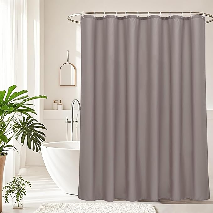 AooHome Extra Long Shower Curtain 72x78 Inch, Fabric Shower Curtain Liner for Hotel with Hooks, Weigthed Hem, Water Repellent, Chocolate