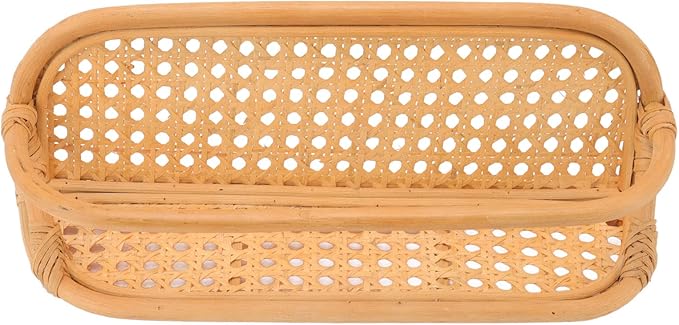 Keenso Rattan Wall Shelf Durable Handmade Hanging Shelf for Bathroom Kitchen Living Room Storage