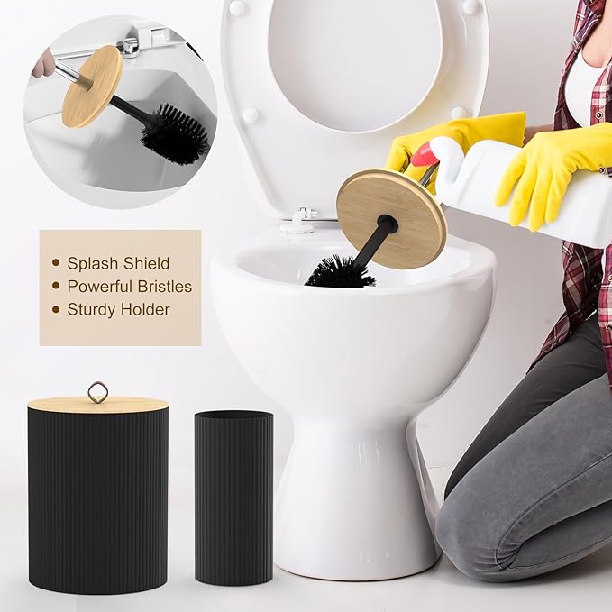Bathroom Accessories Set 22 Pcs, Complete Bathroom Decor Set with Shower Curtain, Hooks, Waste Bin, Soap Dispenser, Toothbrush Holder, Black Bathroom Accessory Kit for Home Decor