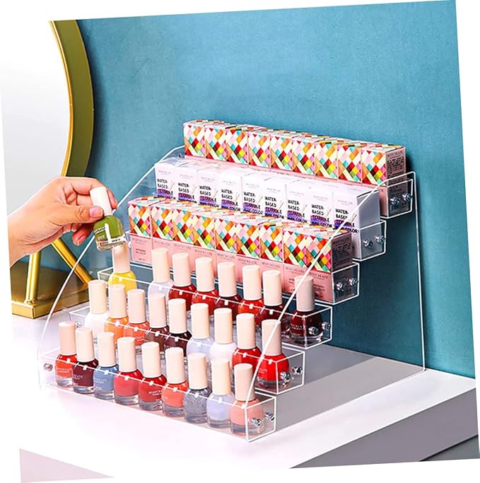 FRCOLOR Multi Layer Nail Polish Organizer Rack Display Your Favorite Colors Stable Base for Home Salon Use Also Holds Lipstick and Essential Oils