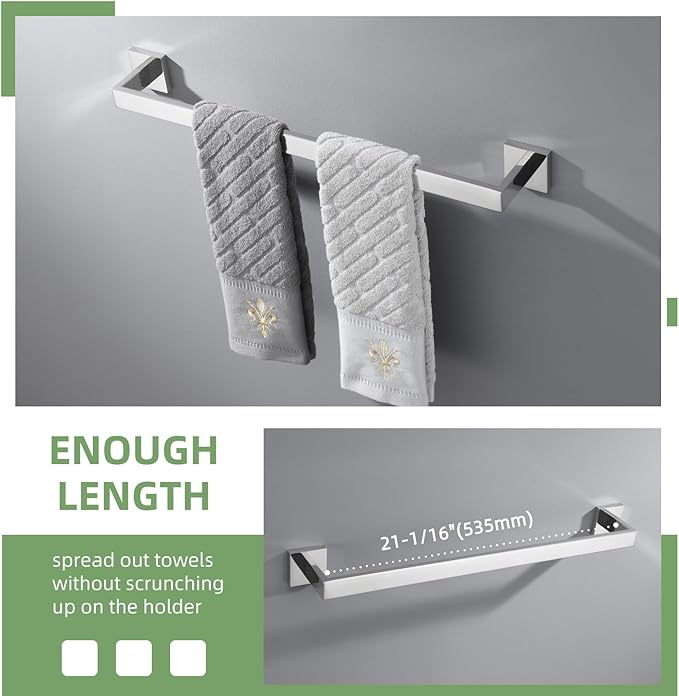 Bath Towel Bar 23.74", Angle Simple SUS304 Stainless Steel Bathroom Towel Holder, Shower Towel Rod, Single Towel Hanger Bar, Clothing Towel Rack for Wall, Polished Chrome