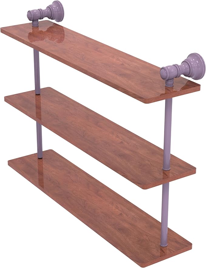 Allied Brass CL-5-22-IRW-LVN Carolina Collection 22 Inch Triple Wood Shelf, Lavender