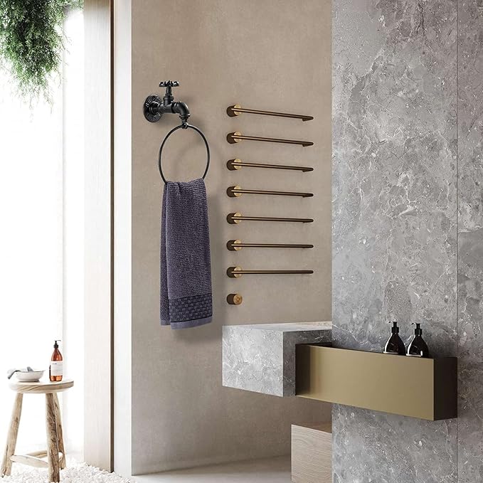 Farmhouse Bathroom Decor, garini Rustic Water Spigot Towel Holder, Black Metal Hand Towel Holder for Bathroom Living Room Toilet.
