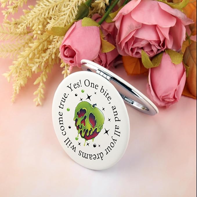 BEKECH Villains Poison Compact Mirror Snow W Poison Makeup Mirror Evil Witch Cosplay Mirror Gift