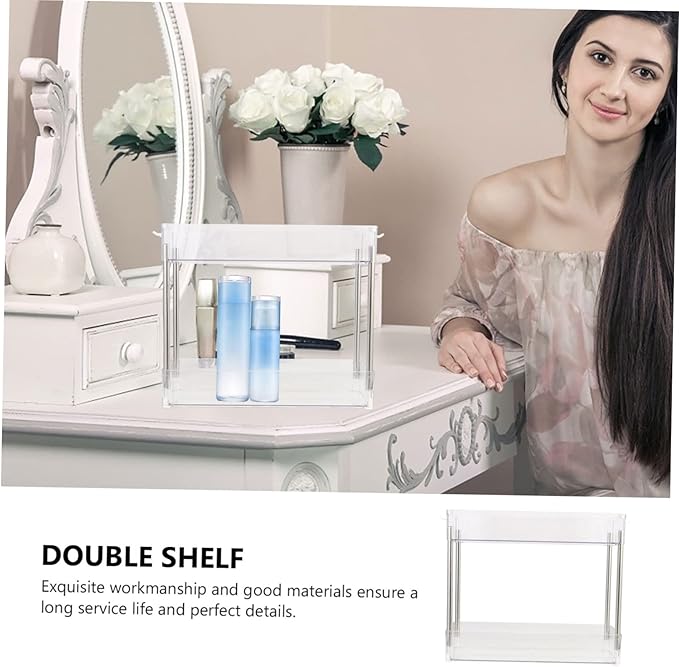 LIFKOME Double Layer Storage Rack Cubby Storage Organizer over Toilet Bathroom Shelves