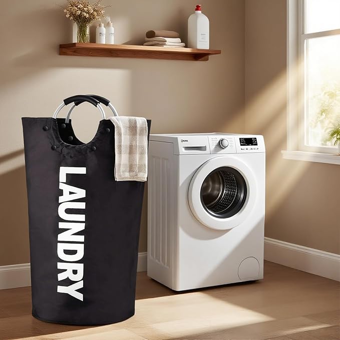 90L Large Laundry Basket Laundry Hamper Dirty Clothes Hamper with Handle Freestanding Collapsible Laundry Hamper 600D Oxford Fabric Waterproof with Handles Black (2-PACK)